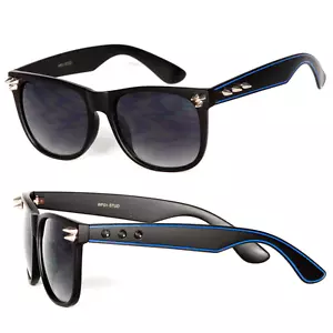 Retro Classic Square Frame Sunglasses - Blue/S.Black WF11 - Picture 1 of 4