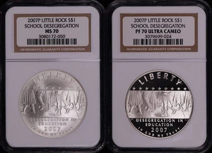 2007-P Little Rock School Desegregation S$1 Commemorative Set NGC MS/PF-70 UC - Picture 1 of 2