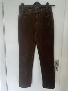 Brown Corduroy Ralph Lauren Jeans Petite Size 4P 28 Inch Waist Skinny Straight - Picture 1 of 9