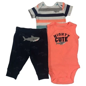 Carters Infant Boys 3-Piece Mighty Cute Outfit Bodysuits & Pants Set 3 Months - Picture 1 of 2