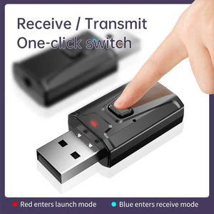 Mini USB Bluetooth 5.0 Transmitter Receiver Stereo Adapter 3.5mm AUX For T.J _pu - Zdjęcie 1 z 7