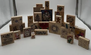 Rubber Stamps Lot Of 27 Christmas Rubber Stampede, Santa Rosa, InkadinkadooEtc. - Picture 1 of 11