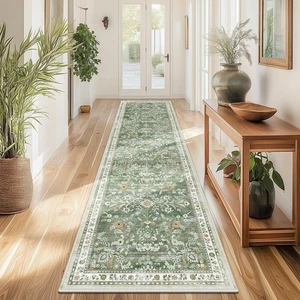 Washable Runner Rug 2x8 – Non Slip Boho Floral Hallway Runner Rug with Rubber... - Picture 1 of 9