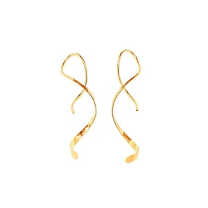 Spirale Einfädler Ohrringe Handarbeit gedreht linear gebogen Durchzieher Ohrringe - Bild 1 von 2