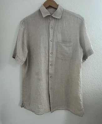 Tasso Elba 100% Linen Men's Button Up Shirt  Size S Beige S/S Casual Beach Earth - Image 1 of 4
