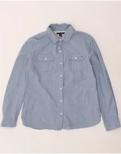 TOMMY HILFIGER Womens Shirt UK 12 Medium Blue Cotton WH10 - Picture 1 of 3