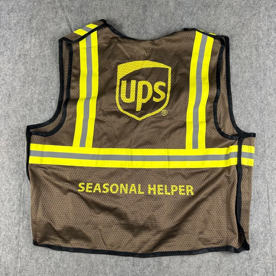 UPS Seasonal Helper Vest Brown Mesh Reflective Safety Workwear M/L Unisex Adult - Image 1 of 4