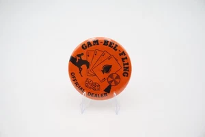Vintage Gam-Bel-Fling Official Dealer Pinback Button Glücksspiel Poker Würfel Abzeichen - Bild 1 von 4