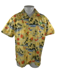 Blue Generation - Island Cocktails Floral Pattern All Over Mens Lg. Shirt - Picture 1 of 6
