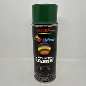 Vintage Plasti-kote Bright Ideas Green 14406 enamel Paper label spray paint can - Picture 1 of 4