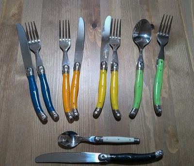 Laguiole Rainbow Flying Colors Flatware 10 Piece Knives Forks Spoons Multicolor  - Image 1 of 4