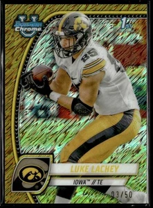 2024 Bowman Chrome University Shimmer Gold Refractor Luke Lachey RC 03/50 Iowa - Imagen 1 de 2