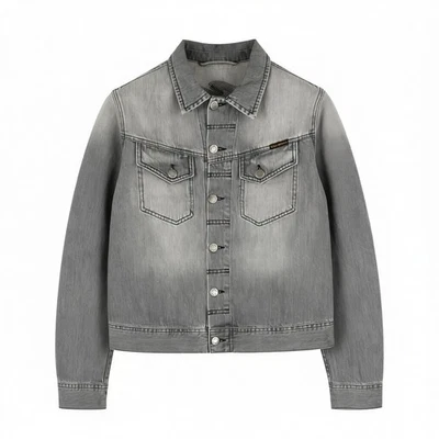 NUDIE JEANS Conny Men'S Jacket S Sunbleached Black Grey Washed Polo Buttoned - Image 1 of 4