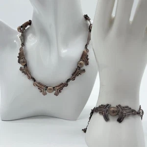 Ana Brilanti Victoria Taxco Sterling Necklace & Bracelet Set 253 Modernist Eagle - Picture 1 of 10