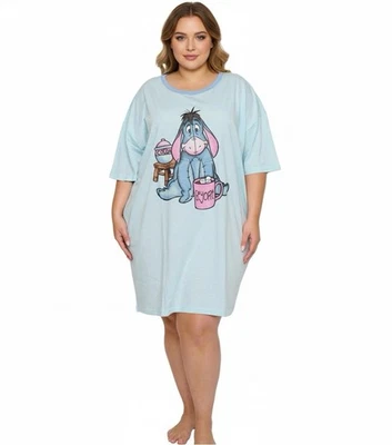 Disney Women's Eeyore Sleep Shirt Hot Cocoa One Size Fits Most Plus Size Blue - Image 1 of 4