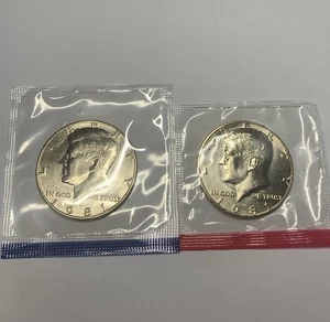 1981 P & D JFK Kennedy Half Dollar 50C Philadelphia Denver kostenloser Versand - Bild 1 von 6