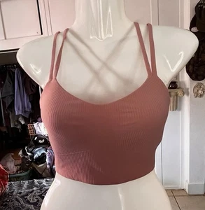 Lululemon Longline Like a Cloud BH-Top gerippt Träger 6 leichte Stützen B/C Blush - Bild 1 von 8