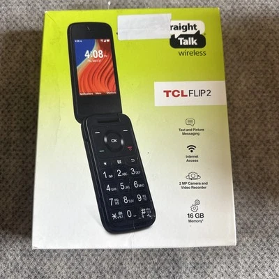 Straight Talk TCL FLIP2 (Flip 2) 8GB, Black Prepaid Phone NEW Sealed - Image 1 of 4