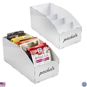 Farmhouse Food Packet Organizers 2-Pack, White Pantry Bins for Mixes & Spices - Picture 1 of 7