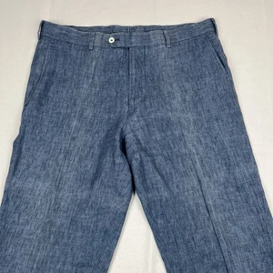 Brooks Brothers Fitzgerald blue 100% Linen men’s dress Pant trousers size 36X32 - Picture 1 of 9