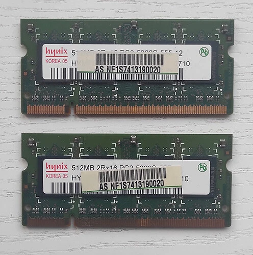 Hynix 1Gb (2x512Mb) DDR2 laptop memory 2RX16 PC2-5300S-555-12 / 30-day guarantee - Image 1 of 1