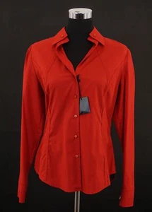 ORWELL Women's Blouse 40 Uni Red Kent Collar Long Sleeve Button Cotton New D104 - Picture 1 of 5