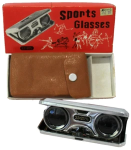 Vintage 60s Sport Glasses 2.5x25 Japan Folding Pop-Up Binocular Chrome Jade NEW - Picture 1 of 24