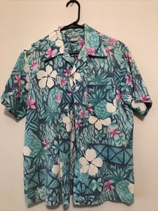 Camisa Royal Hawaiian Manufacturing Company años 70 o antigua rara impresión botón de acero - Imagen 1 de 15