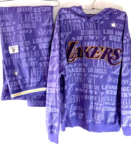Los Angeles Lakers NBA Women's XL Purple Allover Hoodie Sweat Suit Pants Outfit Cover