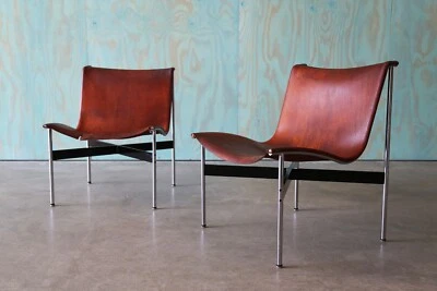 Sillas New York Katavolos, Littell and Kelley de cuero y cromo - Un par Foto 1 de 4