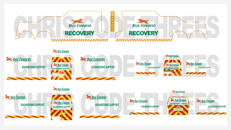 1/76 Code 3 recovery decals set suit Oxford Diecast models - Bus Eireann livery - Image 1 of 1