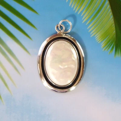 Pingente oval de madrepérola de prata esterlina Charles Albert, somente pingente - Imagem 1 de 4