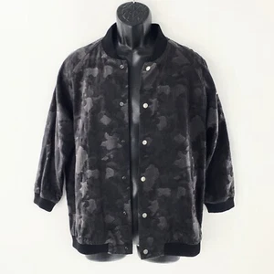 Jacquard Camo Jacket Black Mens Japanese Cotton Snap Button RiRi Zipper Sz M - Picture 1 of 12