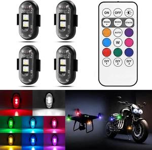 4PCS Wireless LED Strobe Light 8 Colors Rechargeable Remote Control Waterproof - Bild 1 von 12