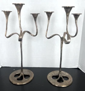 Kurt Jesch Amadeus Mid Century Modern Brutalist Pair Candle Holder Candelabras - Picture 1 of 6