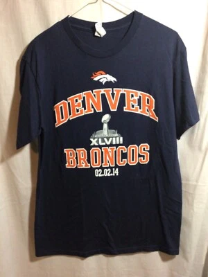 Denver Broncos Super Bowl 48 2-2-2014 Navy Medium T Shirt - Image 1 of 3