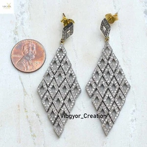 ¡¡Oferta!! Pendientes colgantes de diamantes pavé de plata de ley 925 regalo de aniversario de boda - Imagen 1 de 2