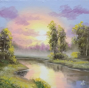 Ukraine Künstler Sommer Landschaft Öl Original Gemälde Wandbild Geschenk Deko signiert - Bild 1 von 23