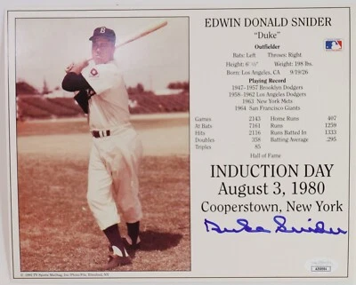 Duke Snider Autographed 8x10 Photograph (JSA COA) - Image 1 of 4