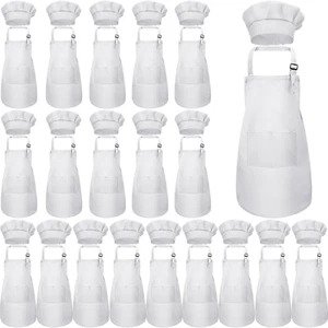 40 Pcs Kids Apron Chef Hat Set Boys Girls Aprons Chef Apron Hats Bulk for Cookin - Picture 1 of 7