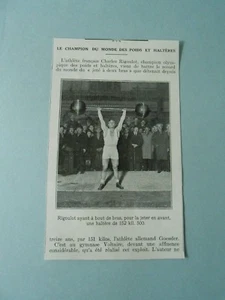 Champion du Monde des Poids et Haltères Charles Rigoulot 1924 Image Print - Imagen 1 de 1