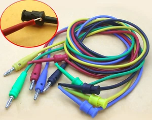 5 PCS Colors Male 4mm banana plug to Test Hook Clip 100CM soft line cable Probes - Picture 1 of 8