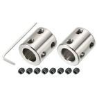 Shaft Coupler L22xD20 12mm Stainless Steel w Screw,Wrench Silver 2Pcs