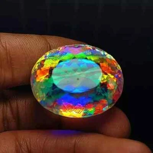25.45 Ct Natural Oval Shape Rainbow Color Mystic Quartz EGL Certified Gemstone - Picture 1 of 6
