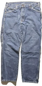 Dickies Carpenter Jeans Mens 36X32 Blue Denim Work Med Wash Straight Tag 36x32 - Picture 1 of 8