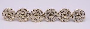 Vintage Set 6 MCM French Provincial Drawer Knob Pull Brass White JB 1.5" Jay Bee - Picture 1 of 13