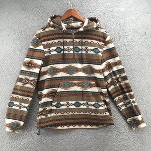 Urban Pipeline Hoodie Sweater Mens Small Multicolor Brown Fair Isle Quarter Zip - Picture 1 of 16