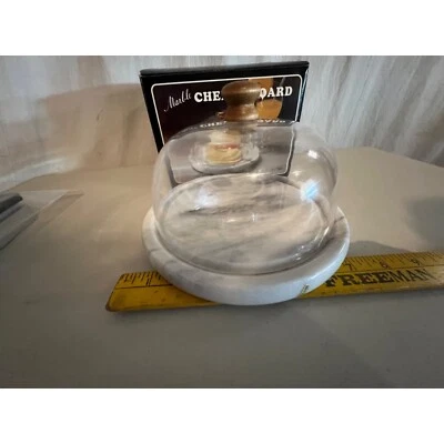 MARBLE CHEESE BOARD With Acrylic Lid  7. 1/2" Diameter - Image 1 of 4