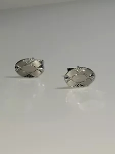 Gemelos vintage de plata esterlina MCM Barrington corte de rueda ovalados - Imagen 1 de 6