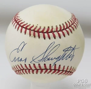Enos Slaughter HOF Cardinals Signed Rawlings ONL Baseball JSA COA 27233 - Picture 1 of 7